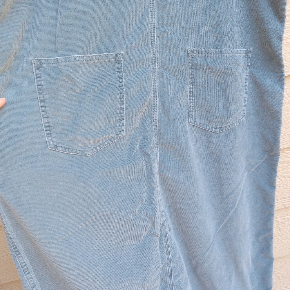 Corduroy Dress Overall Maxi by Eddie Bauer Size Large Tall Blue Cotton 90s Vtg - Picture 5 of 5